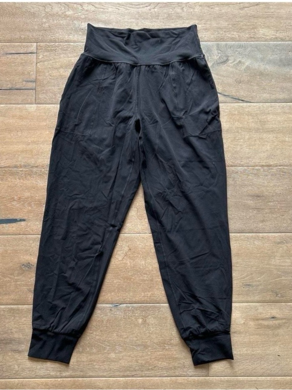 Athleta Black Womens Joggers with Elastic Waistband and Cuffed Ankles